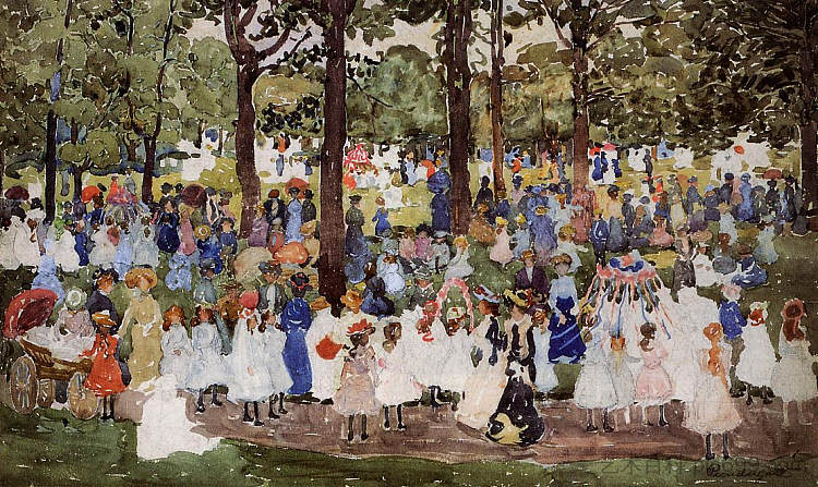 五一劳动节,中央公园(又称中央公园或公园里的儿童) May Day, Central Park (also known as Central Park or Children in the Park) (c.1900 - c.1903),莫里斯·普雷德加斯特
