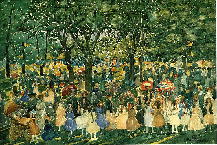 五一劳动节，中央公园 May Day, Central Park (c.1900 - c.1903)，莫里斯·普雷德加斯特