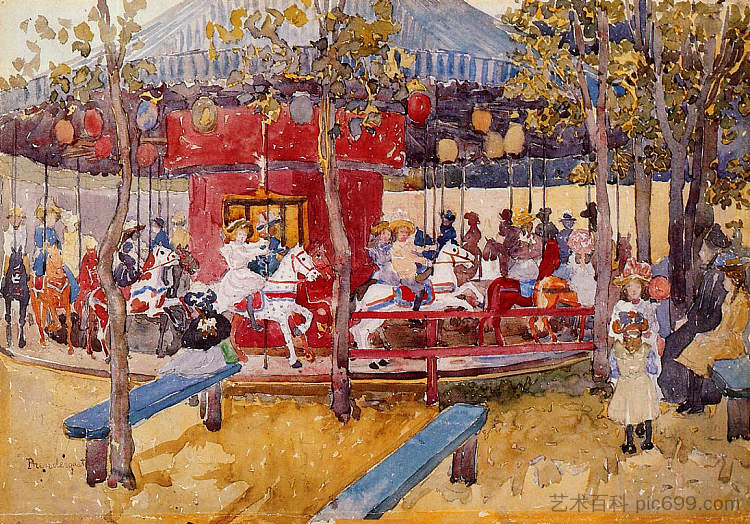 旋转木马，纳汉特 Merry Go Round, Nahant (c.1900 - c.1901)，莫里斯·普雷德加斯特