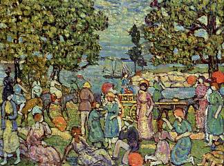 在海滩上 No. 3 On the Beach No. 3 (c.1915)，莫里斯·普雷德加斯特