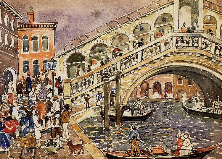 里亚托桥(又称威尼斯里亚托桥) Rialto Bridge (also known as The Rialto Bridge, Venice) (c.1911 - c.1912),莫里斯·普雷德加斯特