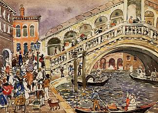 里亚托桥（又称威尼斯里亚托桥） Rialto Bridge (also known as The Rialto Bridge, Venice) (c.1911 – c.1912)，莫里斯·普雷德加斯特