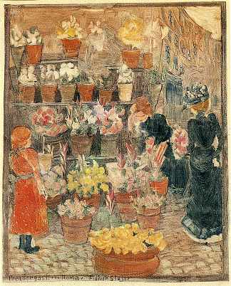 罗马花摊（也称为花摊或罗马花摊） Roma Flower Stall (also known as Flower Stall or Roman Flower Stall) (c.1898 – c.1899)，莫里斯·普雷德加斯特