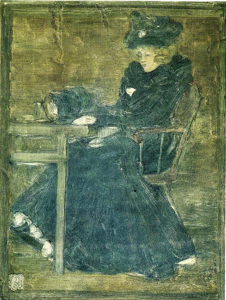蓝衣女人（又名《在咖啡馆》） Seated Woman in Blue (also known as At the Cafe) (c.1900 - c.1902)，莫里斯·普雷德加斯特