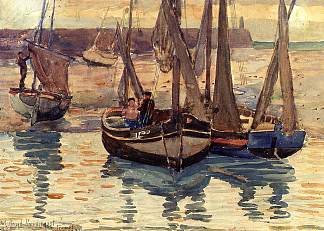 小渔船，法国 Small Fishing Boats, Treport, France (1894)，莫里斯·普雷德加斯特