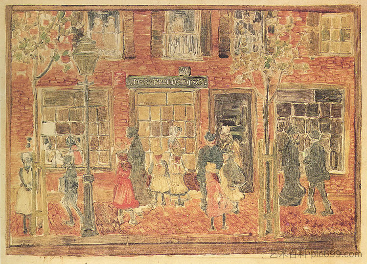 街景 Street Scene (1891 - 1894)，莫里斯·普雷德加斯特