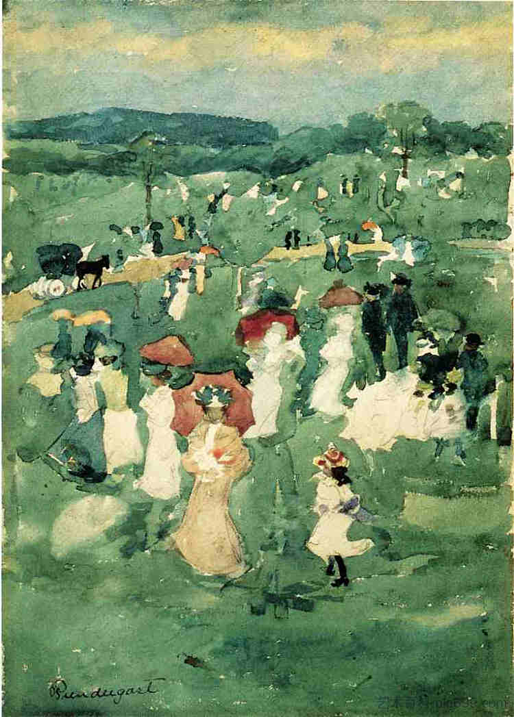 在公园里散步(也称为在公园里) Strolling in the Park (also known as In the Park) (c.1896 - c.1897),莫里斯·普雷德加斯特