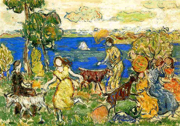 夏日（也称为圣克劳德） Summer Day (also known as St. Cloud) (c.1915 - c.1916)，莫里斯·普雷德加斯特