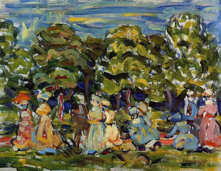 公园里的夏天 Summer in the Park (c.1907 - c.1910)，莫里斯·普雷德加斯特