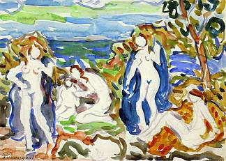 沐浴者 The Bathers (c.1912 – c.1915)，莫里斯·普雷德加斯特