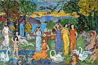 野餐 The Picnic (c.1914 – c.1915)，莫里斯·普雷德加斯特
