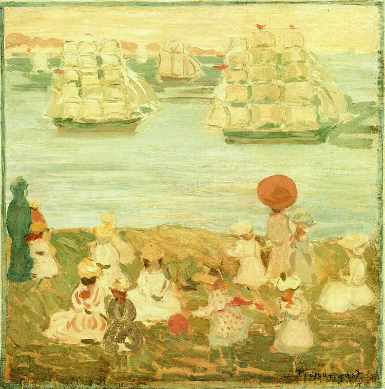 漂亮的船（也称为“当船经过时”） The Pretty Ships (also known as As the Ships Go By) (c.1895 - c.1897)，莫里斯·普雷德加斯特