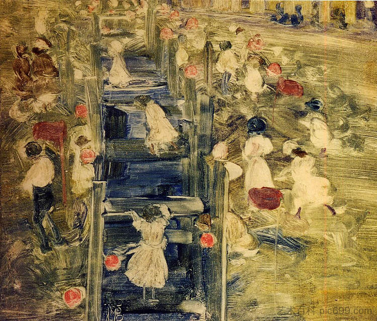 比赛 The Race (c.1895 - c.1897)，莫里斯·普雷德加斯特