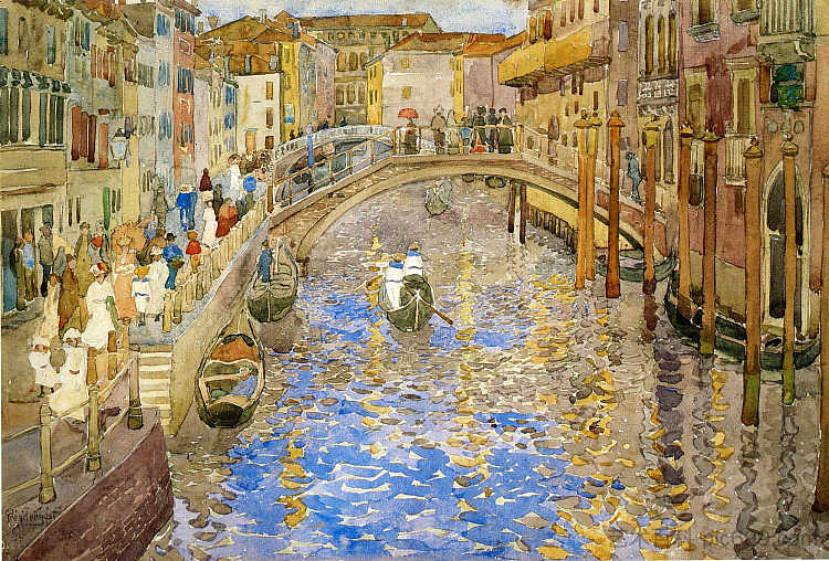 威尼斯运河场景 Venetian Canal Scene (c.1898 - c.1899)，莫里斯·普雷德加斯特