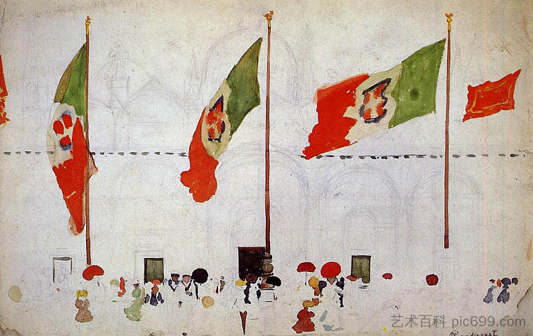 威尼斯（未完成） Venice (unfinished) (c.1898 - c.1899)，莫里斯·普雷德加斯特