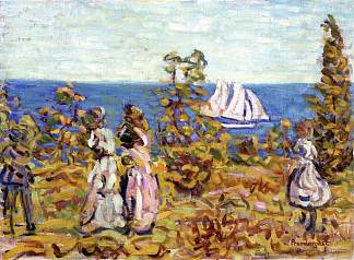 观看帆船 Viewing the Sailboat (c.1907 – c.1910)，莫里斯·普雷德加斯特