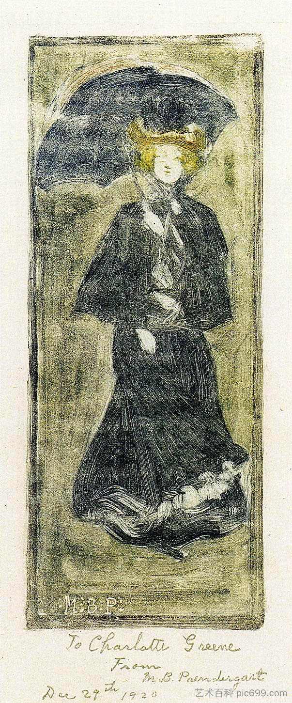 带阳伞的女人 Woman with a Parasol (c.1900 - c.1902),莫里斯·普雷德加斯特