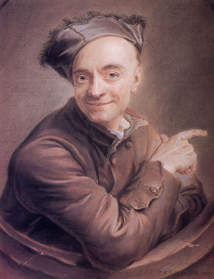 靶心自画像 Self-Portrait with the bull's-eye (1737; France  )，莫里斯·昆汀·德·拉图尔