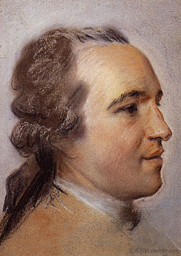 研究无名男子的肖像 Study for portrait of unknown man,莫里斯·昆汀·德·拉图尔