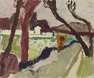 透过树木欣赏法尔修道院的景色 View of Fahr Monastery through Trees (1945)，马克斯·古布勒