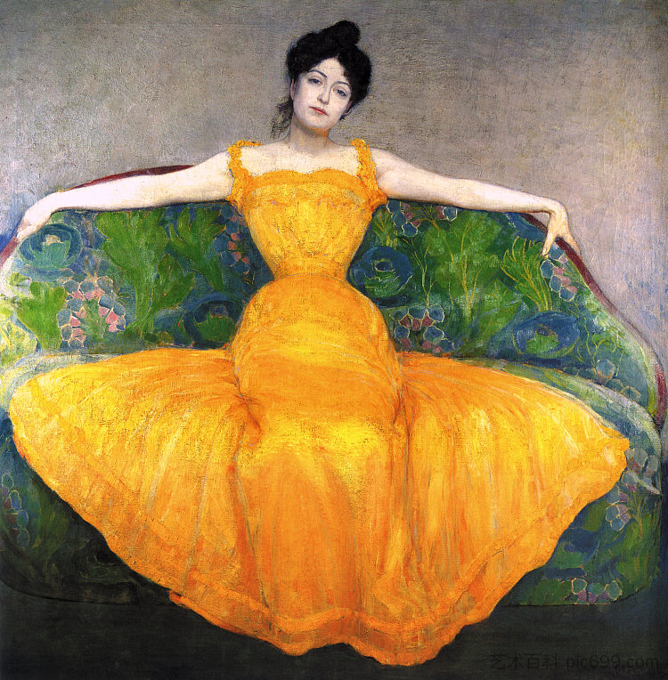 黄裙女郎 Lady in Yellow Dress (1899; Vienna,Austria  )，马克斯·柯兹威尔