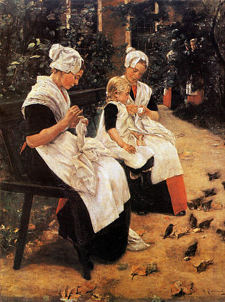 阿姆斯特丹花园里的孤儿 Amsterdam Orphans in the Garden (1885)，马克思·利伯曼