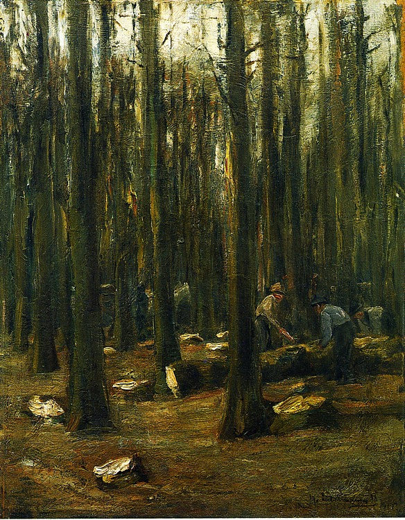 森林里的伐木工人 Lumberjack in the forest (1898)，马克思·利伯曼