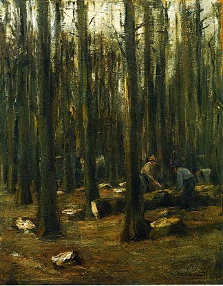 森林里的伐木工人 Lumberjack in the forest (1898)，马克思·利伯曼