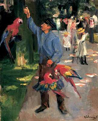 男人与鹦鹉 Man with parrots (1900)，马克思·利伯曼