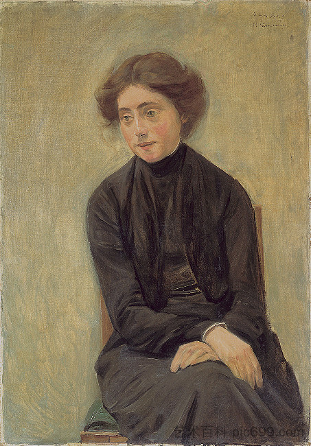 海德薇格·鲁茨小姐的肖像 Portrait of Miss Hedwig Ruetz (1903)，马克思·利伯曼