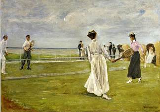 海边网球比赛 Tennis Game by the Sea (1901)，马克思·利伯曼