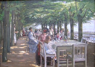 易北河畔尼恩施泰滕雅各布餐厅的露台 The Terrace at the Restaurant Jacob in Nienstedten on the Elbe (1902)，马克思·利伯曼