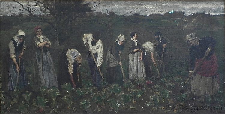 甜菜场上的工人 Workers on the beet field (1876)，马克思·利伯曼