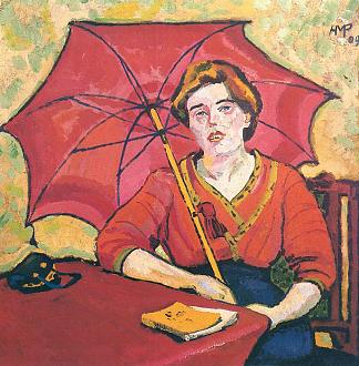 红衣少女与阳伞 Girl in Red with a Parasol (1909)，马克斯·佩希斯泰因