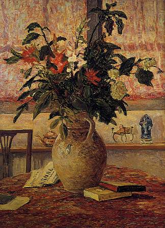 窗前的一束鲜花 A Bouquet of Flowers in Front of a Window (c.1910; France                     )，马克西姆·莫弗拉