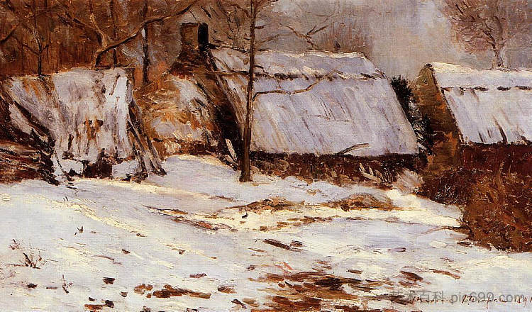 雪中的小屋 Cottages in the Snow (1891; France  )，马克西姆·莫弗拉