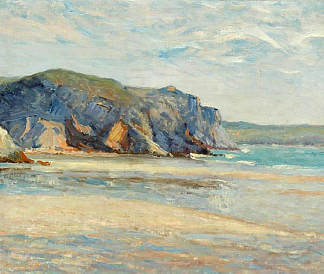 莫尔加特海滩，菲尼斯特雷 The Beach at Morgat, Finistere (1899; France                     )，马克西姆·莫弗拉