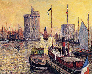 暮光之城的拉罗谢尔港 The Port of La Rochelle at Twilight (1911; France                     )，马克西姆·莫弗拉