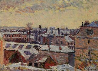 丹费尔特街，雪下的屋顶 Denfert Street, Roofs Under the Snow (1887)，马克西米连·卢斯