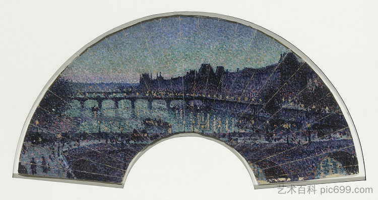 卢浮宫和新桥，晚上 The Louvre and the Pont-Neuf, at night (1892)，马克西米连·卢斯