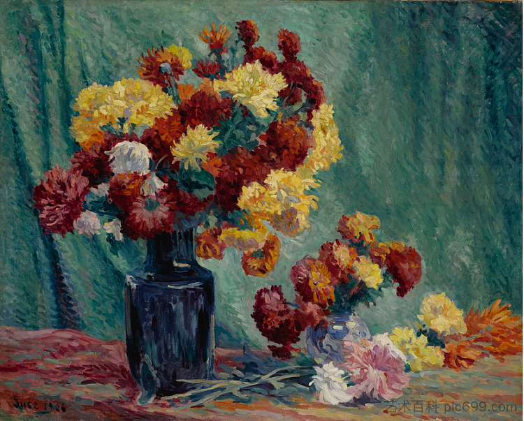 静物与鲜花 Nature Morte Aux Fleurs (1906)，马克西米连·卢斯