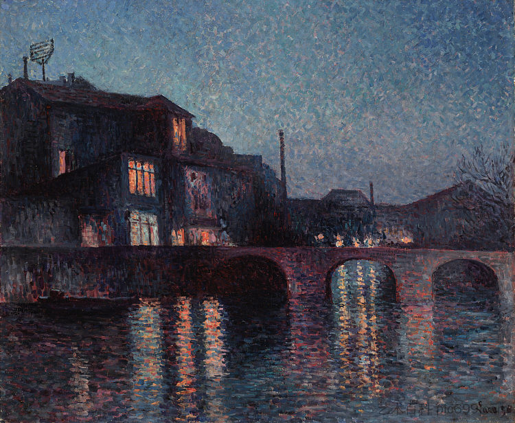 沙勒罗瓦的桑布尔河 The River Sambre in Charleroi (1896)，马克西米连·卢斯