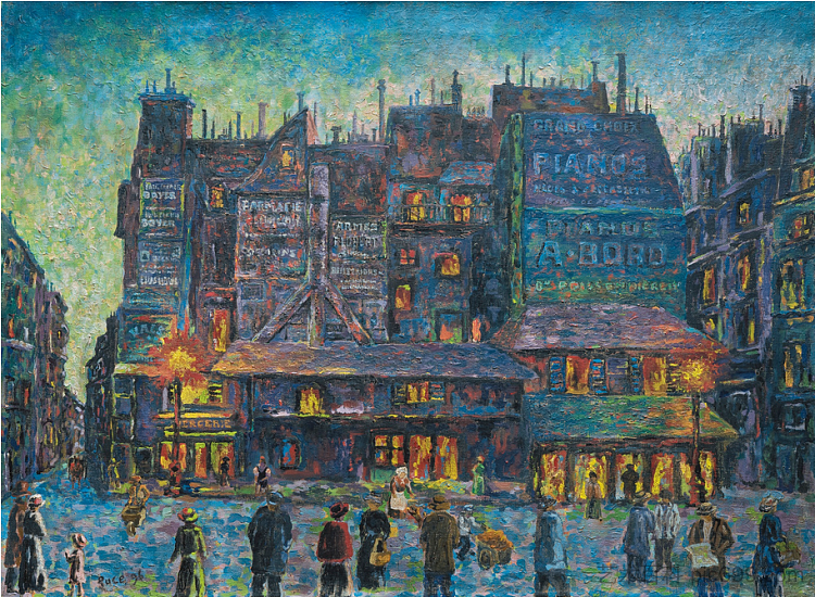 巴黎，傍晚热闹的街道 Paris, Rue Animée Le Soir (1896)，马克西米连·卢斯