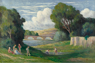 罗勒布瓦兹，塞纳河手臂附近的沐浴者 Rolleboise, Bathers Near The Arm Of The Seine (1930)，马克西米连·卢斯