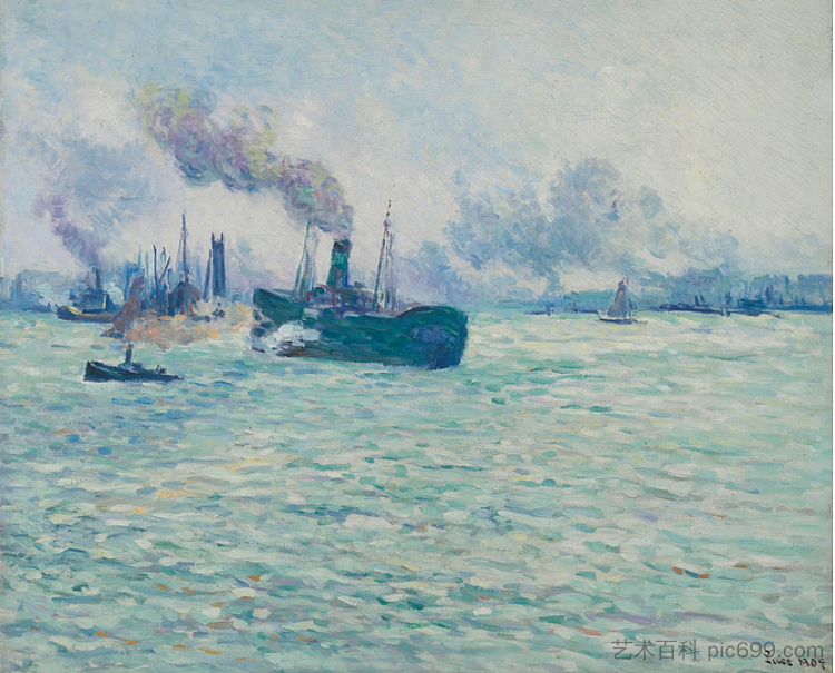 鹿特丹，港口场景 Rotterdam, Scène De Port (1907)，马克西米连·卢斯