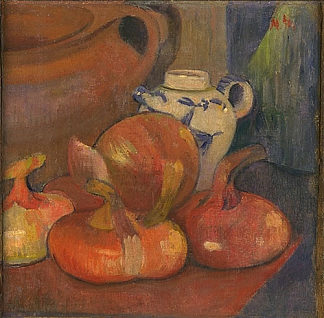 静物、捕手和洋葱 Nature morte, Pichet et Oignons (1890)，梅杰尔·艾萨克·德哈恩