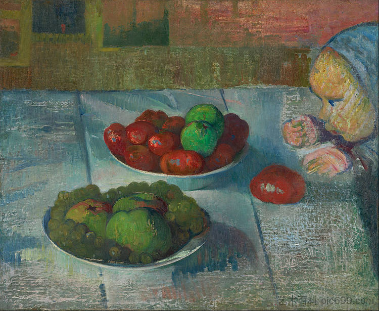 静物与咪咪的轮廓 Still life with a profile of Mimi (1890)，梅杰尔·艾萨克·德哈恩