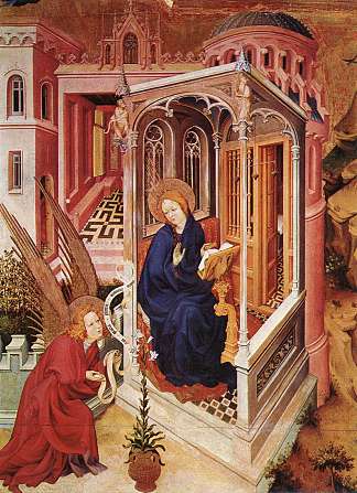 天使报喜（来自大胆的菲利普祭坛） The Annunciation (from Altar of Philip the Bold) (1399)，梅尔基奥尔·布鲁德拉姆