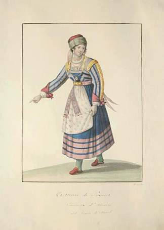 斯坎诺服装（那不勒斯王国的阿布鲁佐省） Costume of Scanno (Province of Abruzzo in the Kingdom of Naples) (1820)，米歇拉·德维托