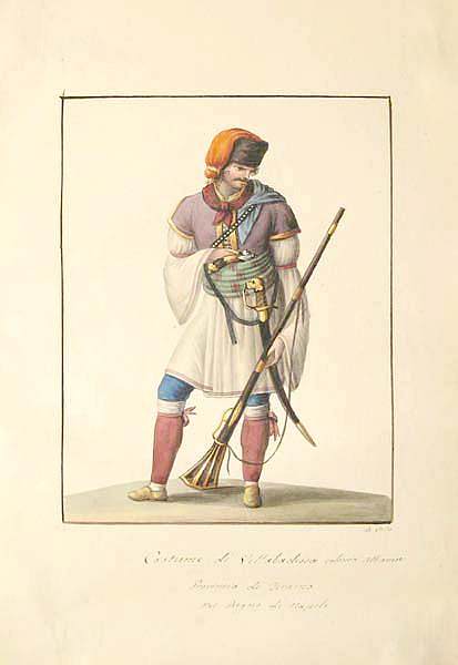 维拉巴德萨阿尔巴尼亚殖民地（那不勒斯王国泰拉莫省）的男性服装 Male costume of Villabadessa Albanian colony (Province of Teramo in the Kingdom of Naples) (1820)，米歇拉·德维托